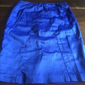 H&M Satin Blue Pencil Skirt